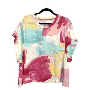 Anthropologie Daily Practice Boatneck Colorful Paint T-shirt Top Size S